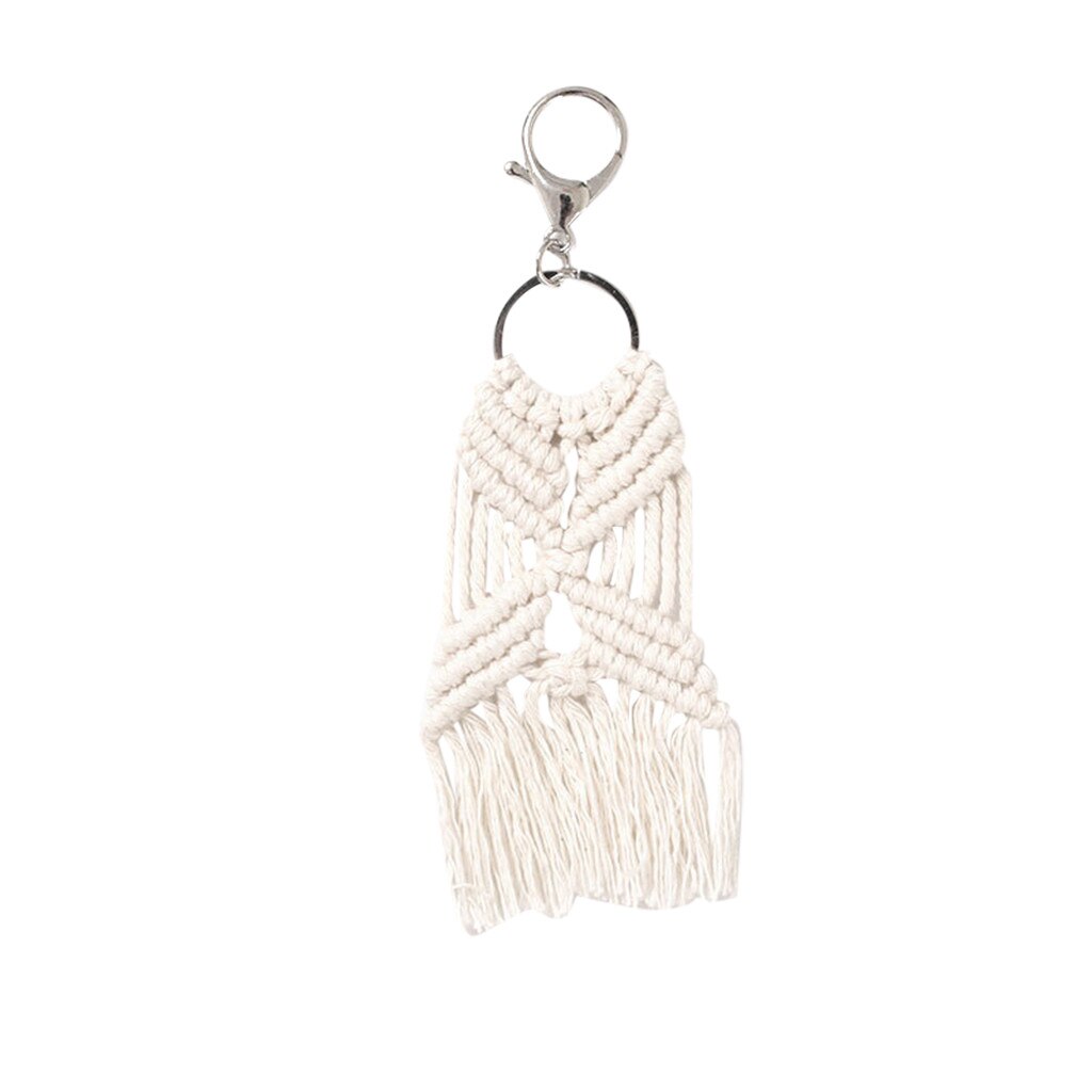 25# Artilady Hawaii Tassel Keychains For Women Boho Key Holder Keyring Macrame Bag Charm Jewelry For Friends: F