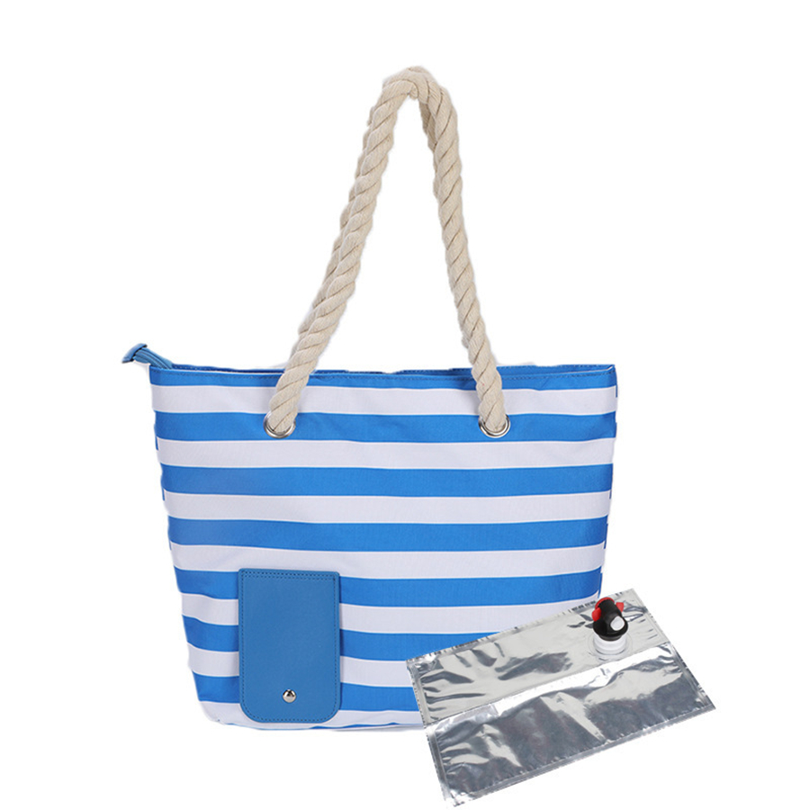 15L Portable Thermal Lunch Bag with Wine Pocket with Taps Durable Waterproof Cooler Ice Insulated Case Camping Beach Handbags: Blue