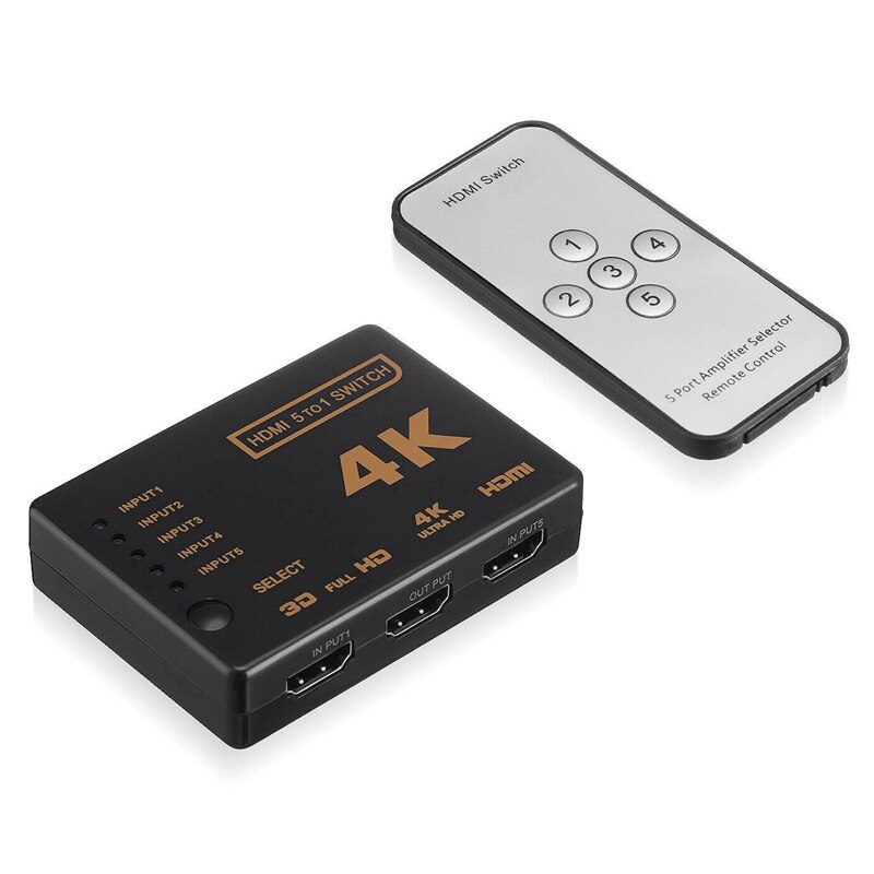 5-Port Uhd 3D 4K 1080P Hdmi Splitter Schakelaar Selector Switch Hub