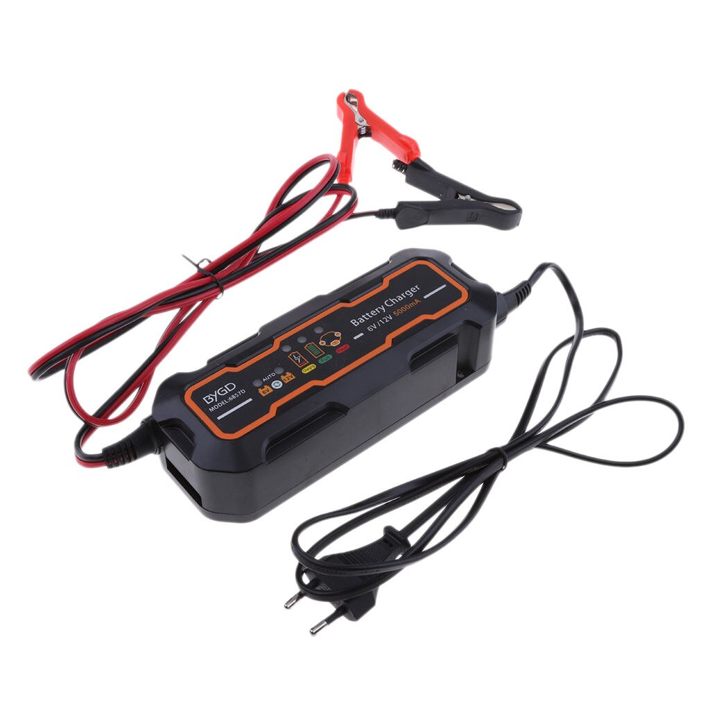 6V/12V 5A Motorcycle Smart Fast Battery Charger with LCD Display EU Plug