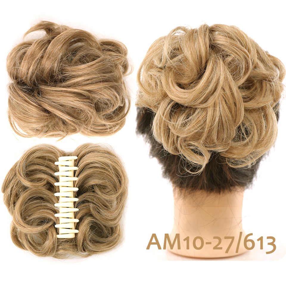LM chaotisch lockig kurz Kunsthaarverlängerung Chignon Krapfen Rolle Brötchen Perücke Klaue Clip in Haarteil für Frauen