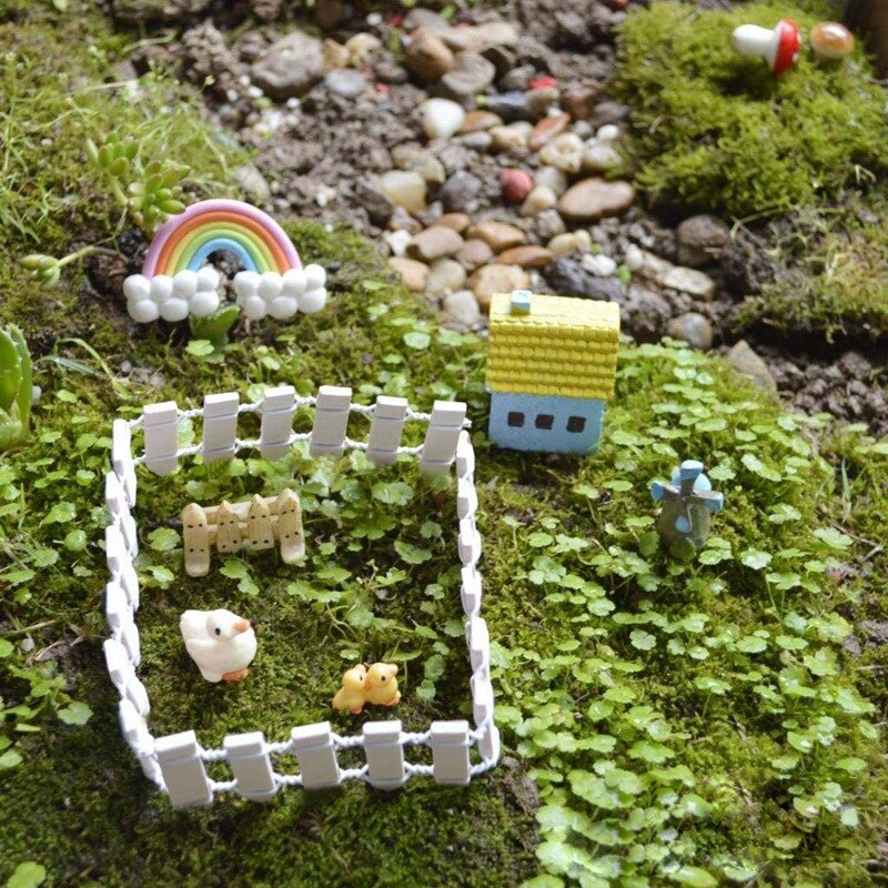 90cm Long Mini Garden Fence Wooden Fence Decorative Fence Succulent Fence Height 2 Inches 4-Pack (White)