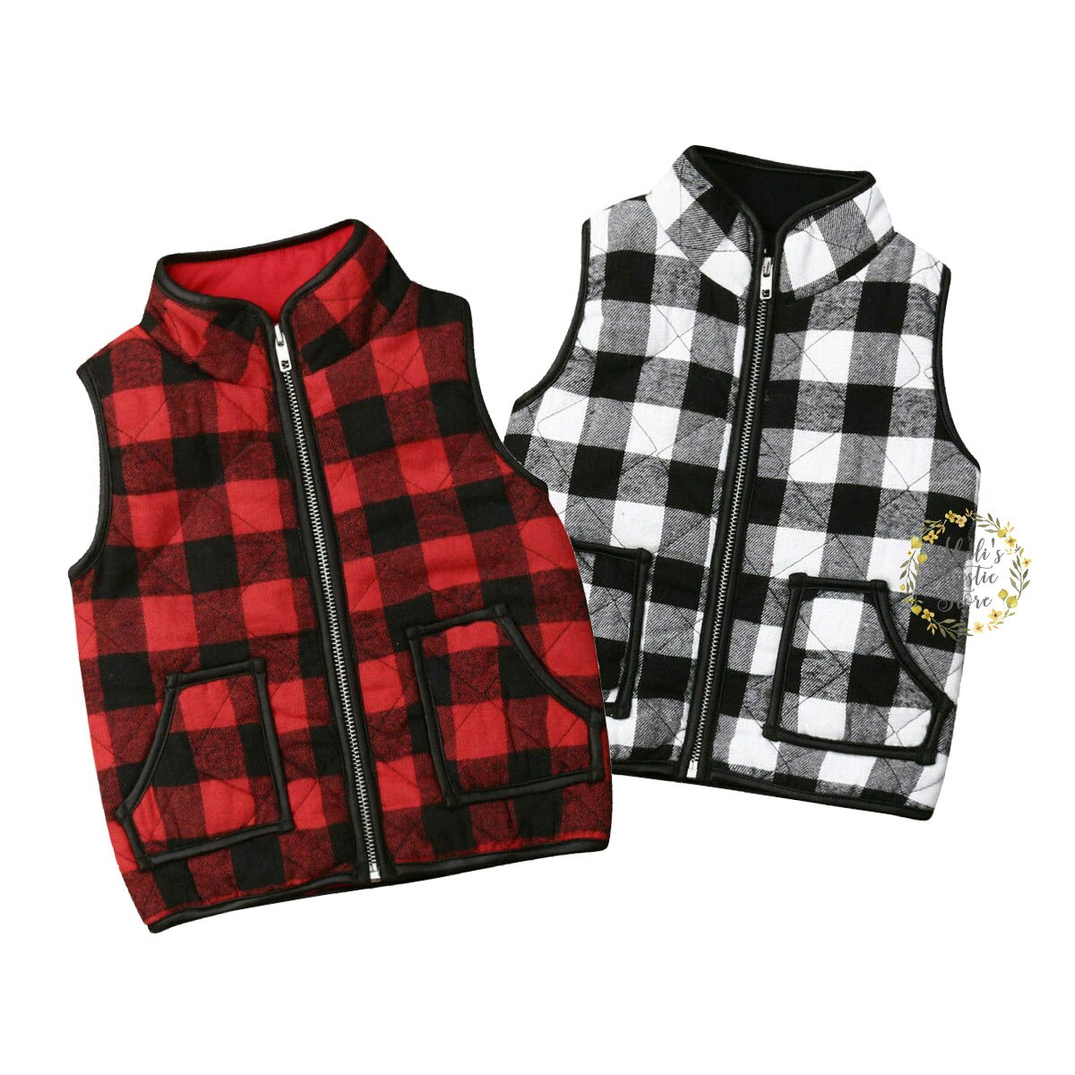 1-6Years Peuter KidS Meisjes Herfst Winter Jassen Rood Zwart Plaid Vesten Uitloper Kleding Jas