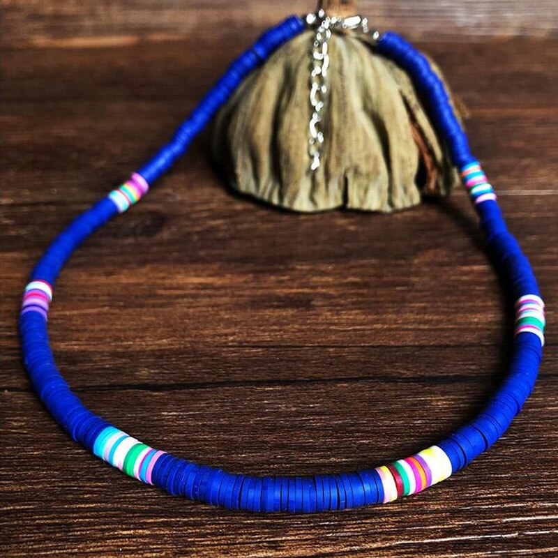 Collar de arcilla polimérica para mujer, gargantilla de cerámica suave, surfista de colores, hecho a mano, joyería: BL