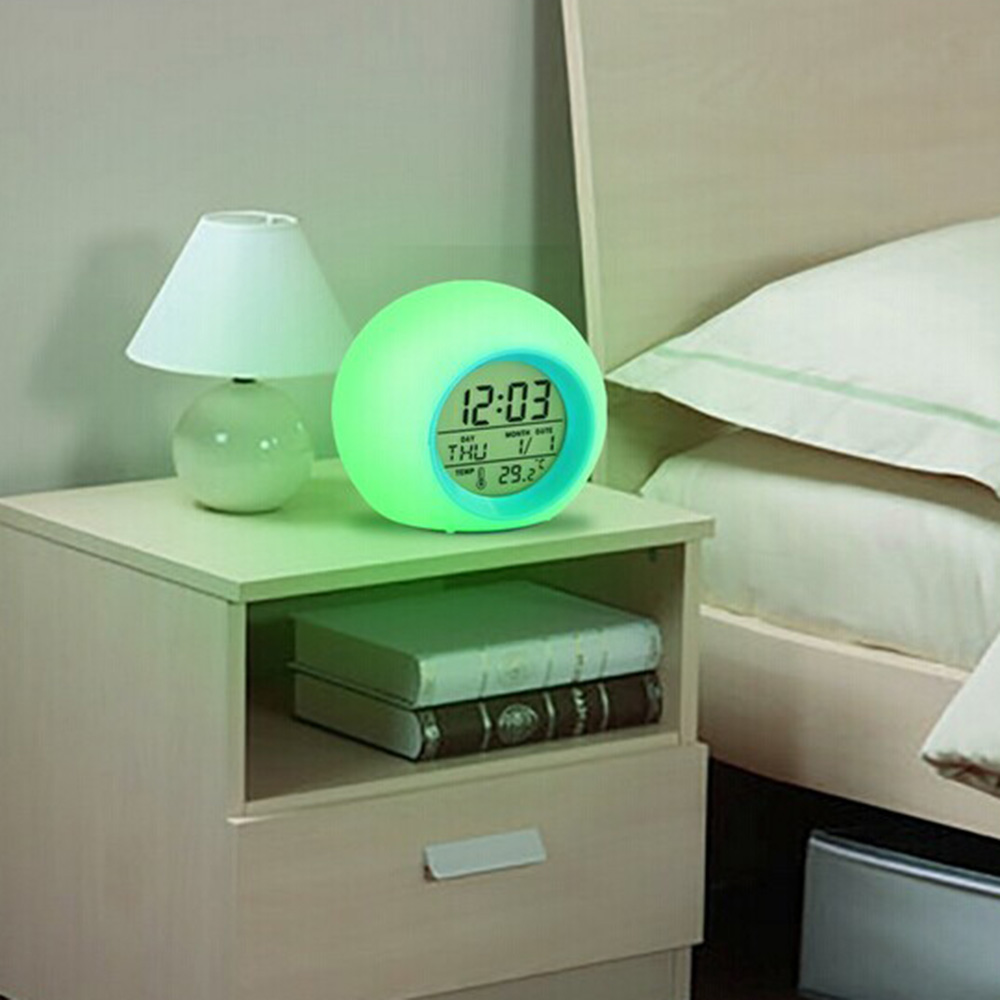 Natural Alarm Clock LED Spherical Digital Display Alarm Clock Colorful Luminous Sound Calendar Lazy Wake Alarm Clock