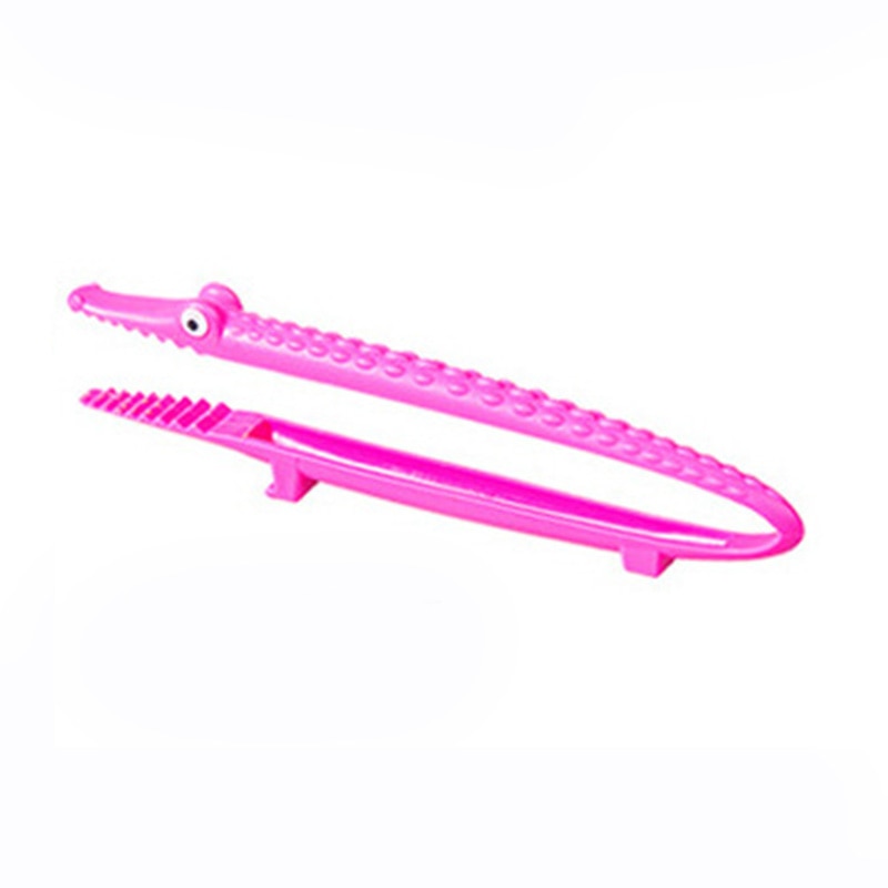 1pcs 1 PC Plastic Crocodile Shape Food Tongs Non-Stick Barbecue Clip Kitchen Tools Utensils Accessories: rose