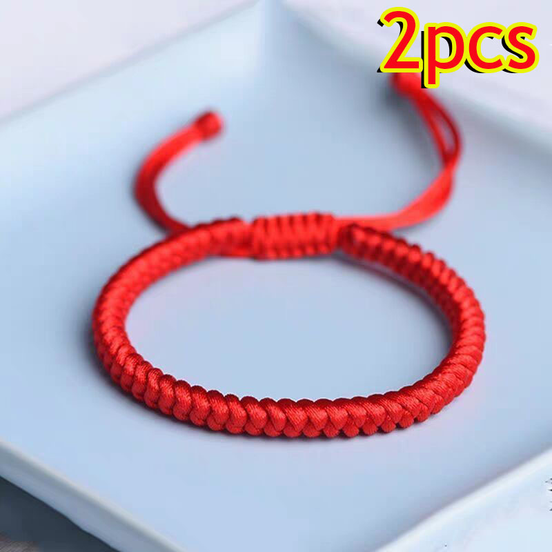 1-30 Uds. Pulseras hechas a mano de color rojo de la suerte para mujeres y hombres, pulseras con nudos de cuerda trenzada ajustable budista tibetano, pulseras de joyería,: Color marrón amarillo