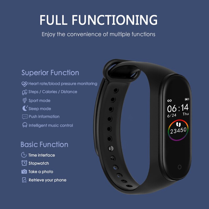 M4 Smart Band Armband Polsbandje Hartslagmeter Band Bluetooth Sport Smart Music Polsband Smart Horloge