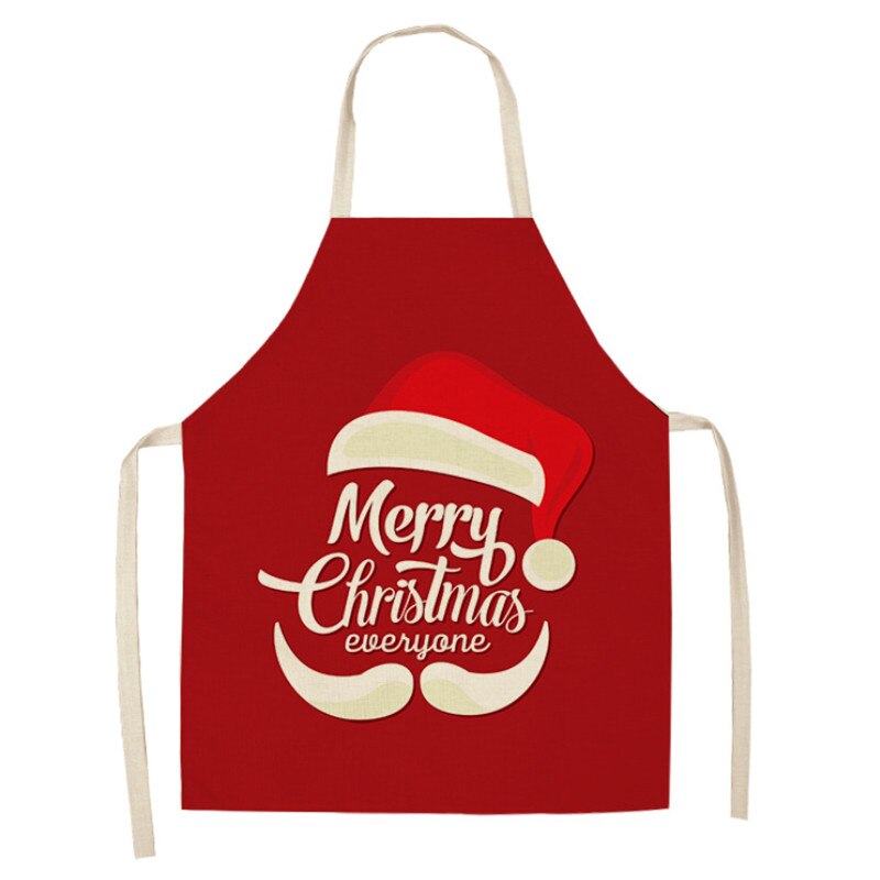 Tablier de noël pour adultes | Motif de père noël, joyeux noël pour enfants, bavoir en coton et en lin, accessoire de cuisine, outils de nettoyage pour la maison: WQ0064-2 / 47x38cm