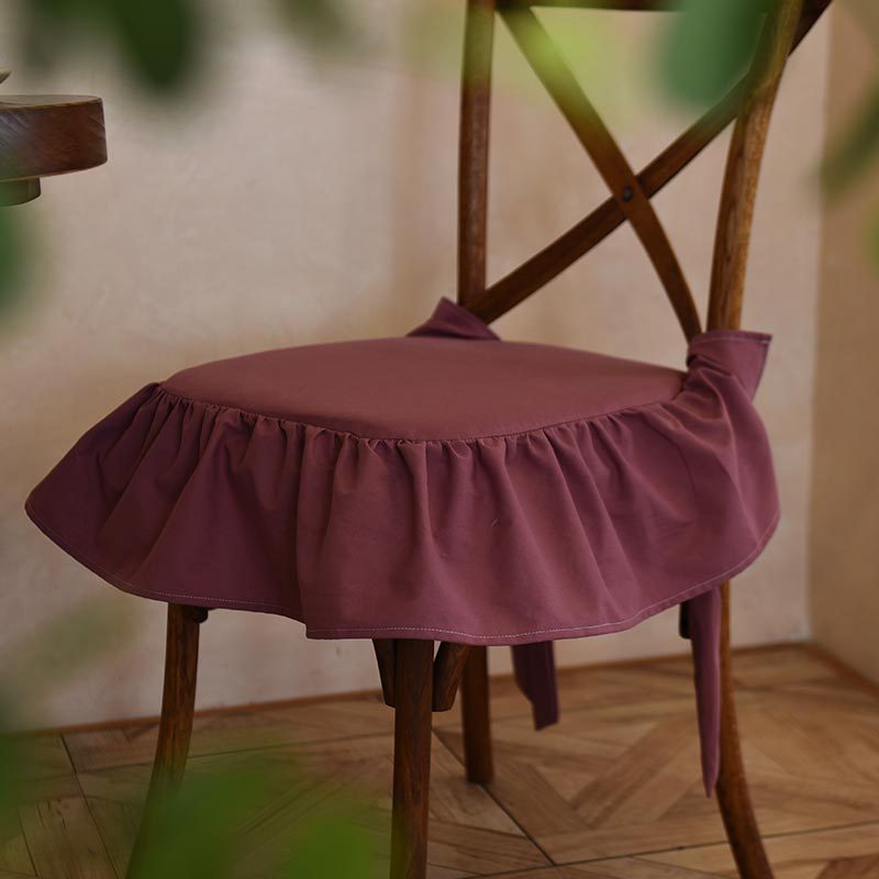 Cotton Ruffle Thick Cushions for Dining Chair Seat Removable and Washable Home Hotel Party Banquet Anti Slip Chair Cushion White