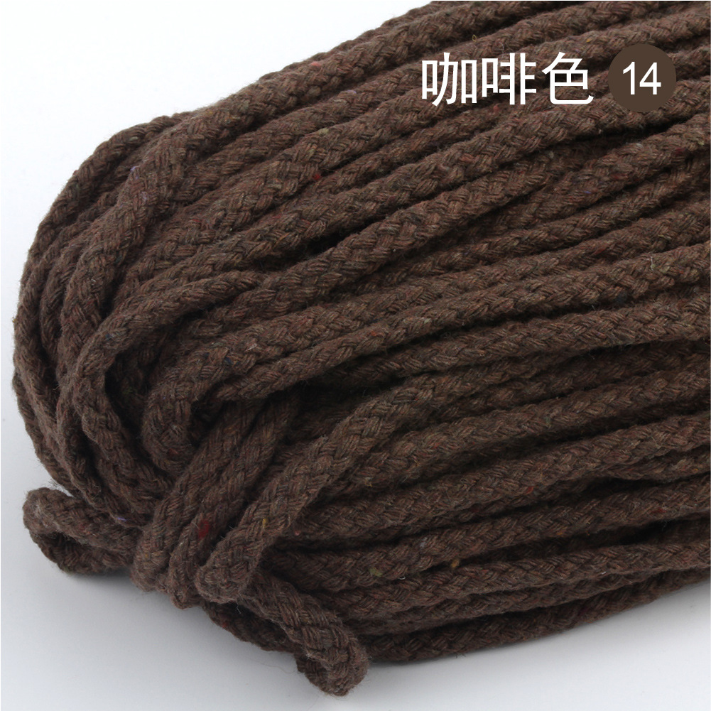 10Yards 5Mm Gekleurde Twisted Cord Touw 100% Katoenen Touw Cords Craft Decoratieve Twisted Diy Handgemaakte Tas Trekkoord Accessoires: Coffee