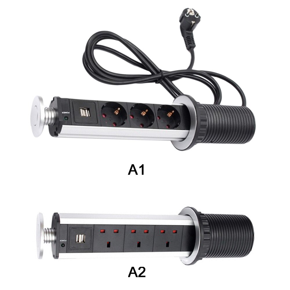 USB EU UK Plug Kantoor Verborgen Desktop Verticale Socket Pop-up Stopcontact Power voor Keuken Tafel Desktop Elektrische socket