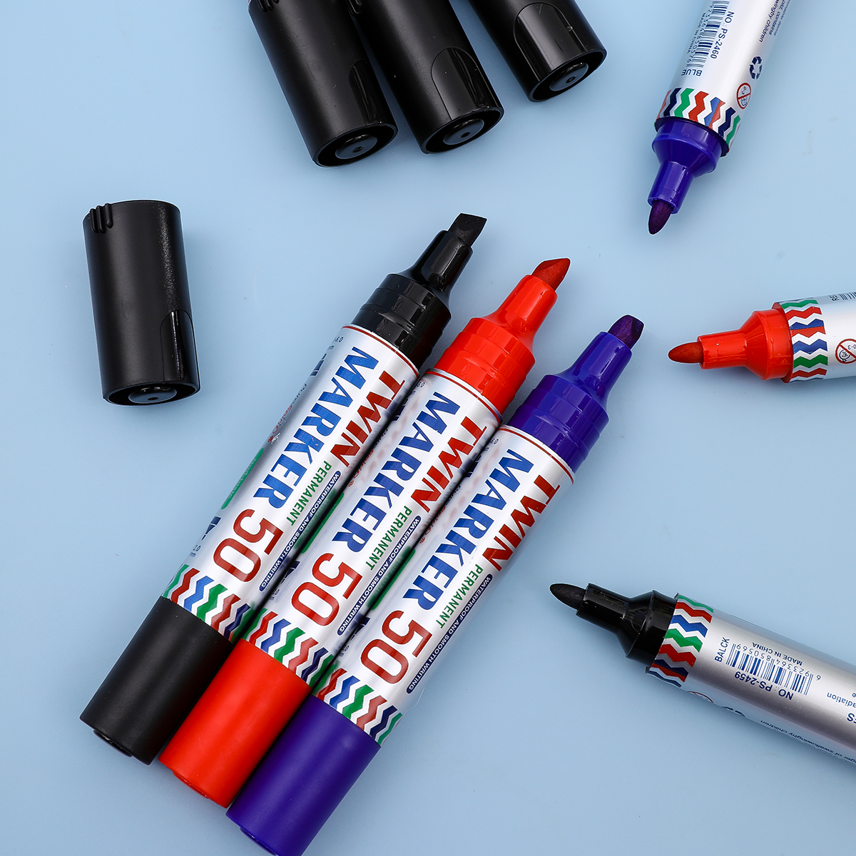 3pcs Waterproof Large Permanent Markers Dual Tips 2mm-6mm Wide Marker for Stone, Poster, Canvas, Glass, Wood, Ceramic