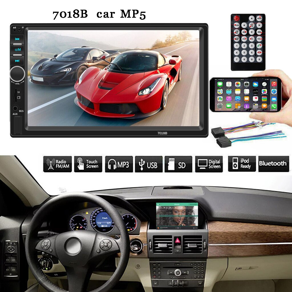 2 Din Car Radio 7" HD Car Multimedia Player 7018B Autoradio Bluetooth MP5 USB Audio Stereo With Rear View Camera Control #g3