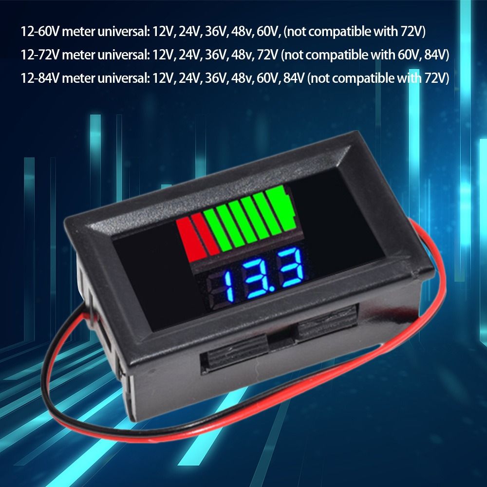 Indicatore di livello di carica della batteria dell'auto 12/24/36/48V misuratore di capacità della batteria al litio professionale Schermo tester del Schermo digitale a portato