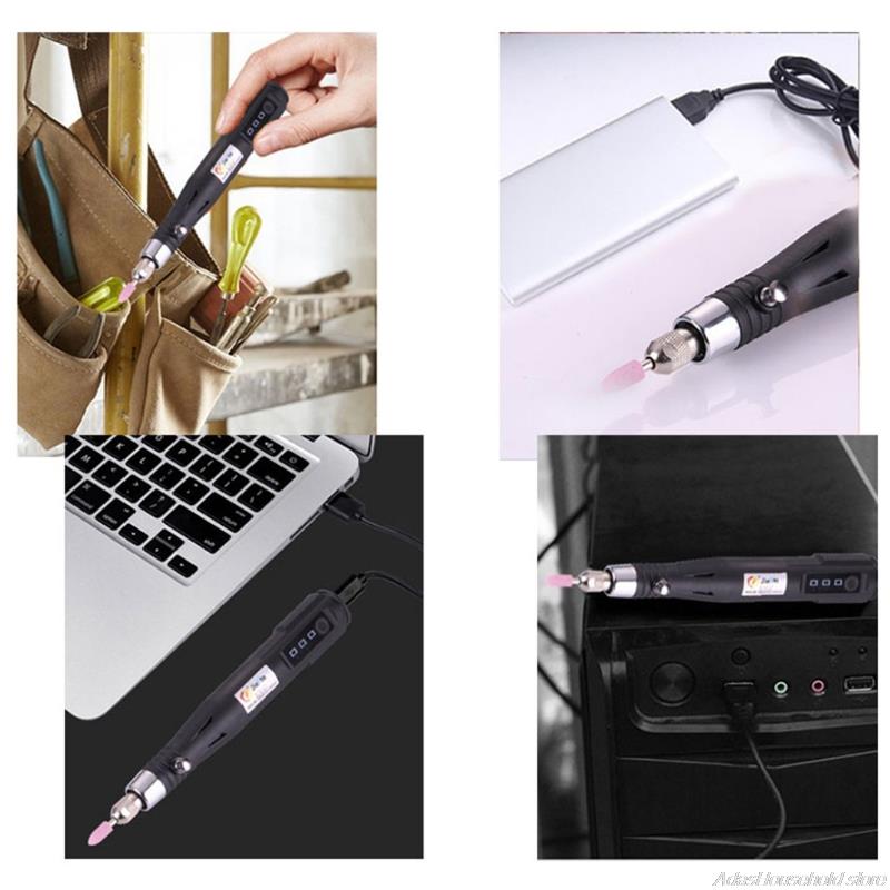 Portable Mini Drill Rotary Tool Kit USB Charging 3-Speed Adjustable Electric Engraving Pen for Polishing DIY Art Crafts