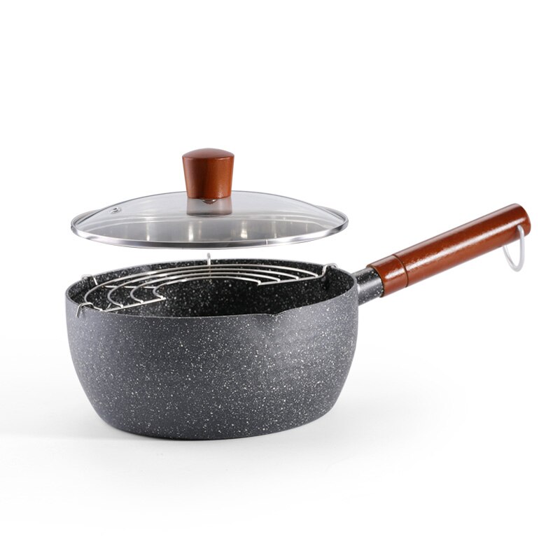 nostick saucepan,saucepan nonstick,Multipurpose Pot,Saucepan with Glass Lid Solid Wood Handle Nonstick Saucepan: 24cm