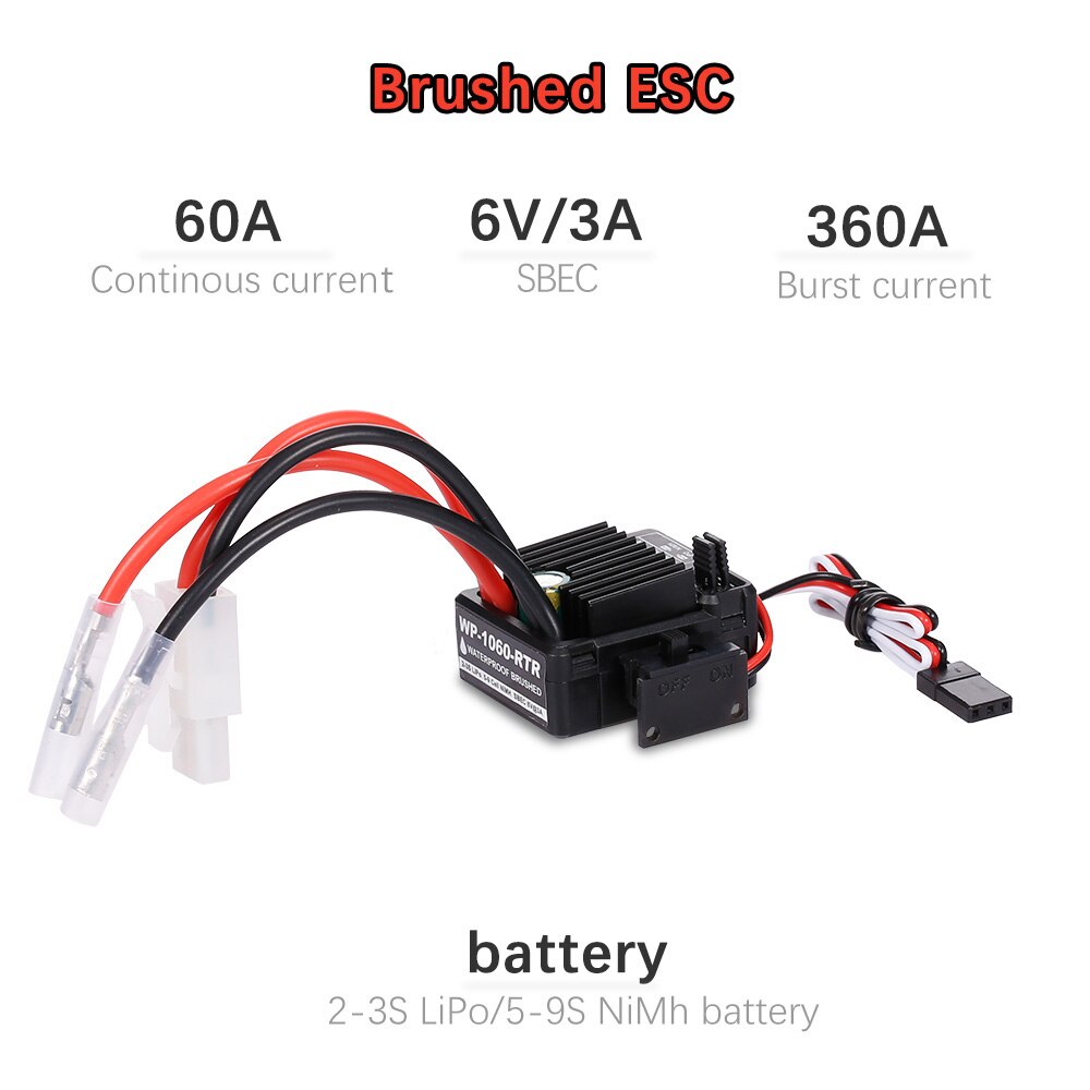 GoolRC Moteur 540 Motor RC Car 1:10 Parts 13T 17T 21T 23T 27T 35T 45T 55T 80T Brushed Motor 60A Brushed ESC for Traxxas 12428: 60A ESC