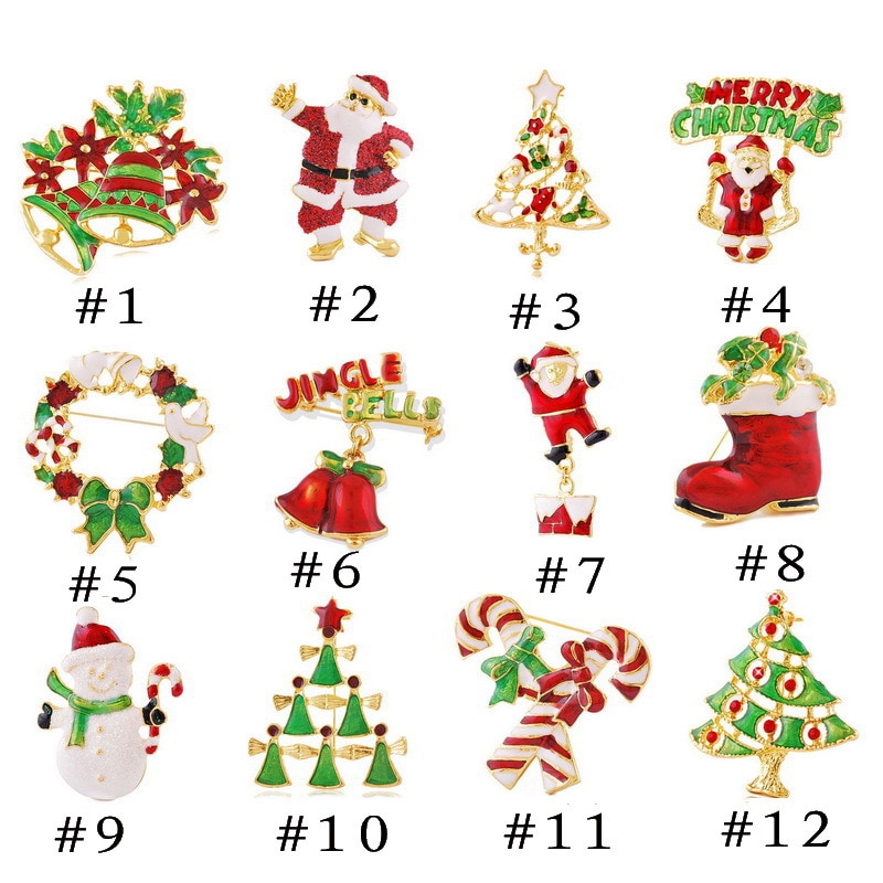 6 stks Kerst Broches Pin Bagde lijfje Broche Veiligheidsspelden voor DIY craft kerstboom Pin kerstman broches Kleding decor