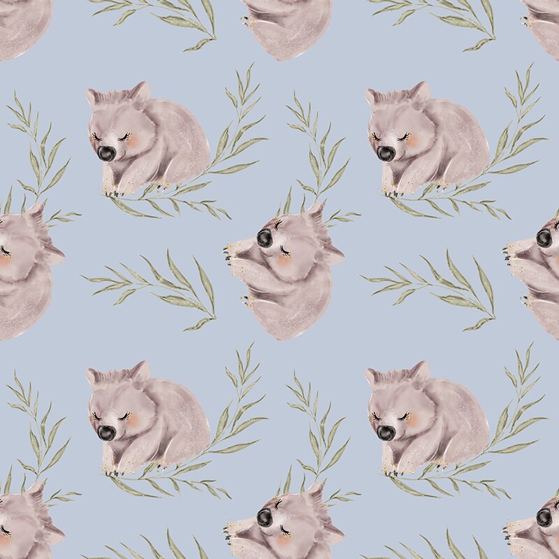 Polyester Satin Fabric Custom Oil Painting Forest Animal Koala Printed Cloth DIY Handmade Textile Bedding Sewing Patchwork