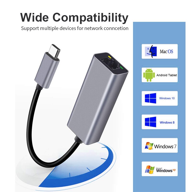 USB network cable interface RJ45 connector gigabit network cable network card broadband network cable converter Ethernet gray