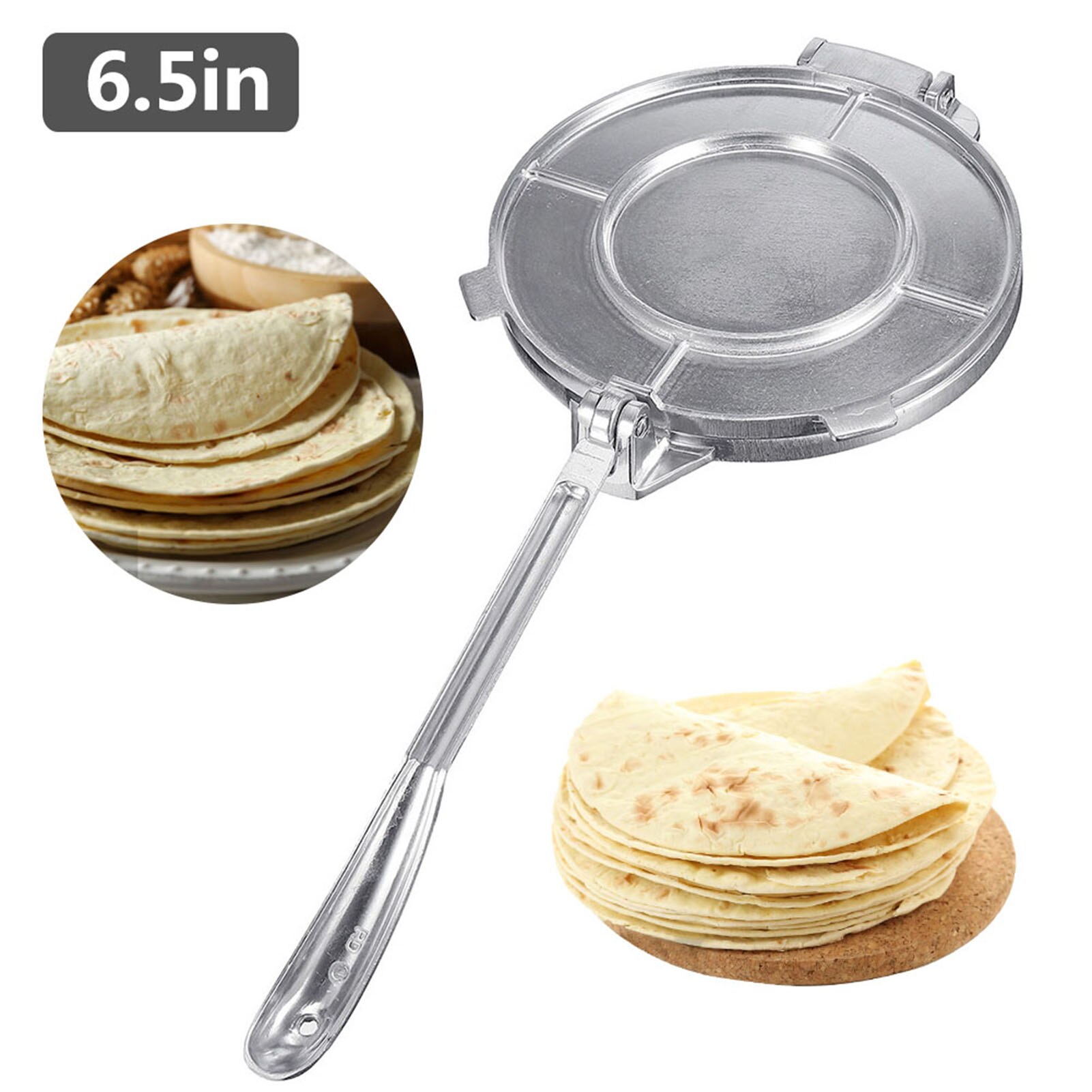 Prensa para hacer tortillas de 6,5 pulgadas, sartén pesada para restaurante, Tortilla comercial de aluminio, herramienta de prensa para Picnic al aire libre