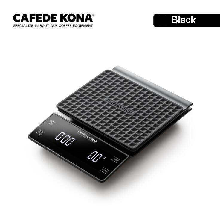 Cafetera KONA-báscula de café con temporizador, balanza Digital LED de alta precisión con goteo electrónico, para cocina, 0,1g/3kg: Black