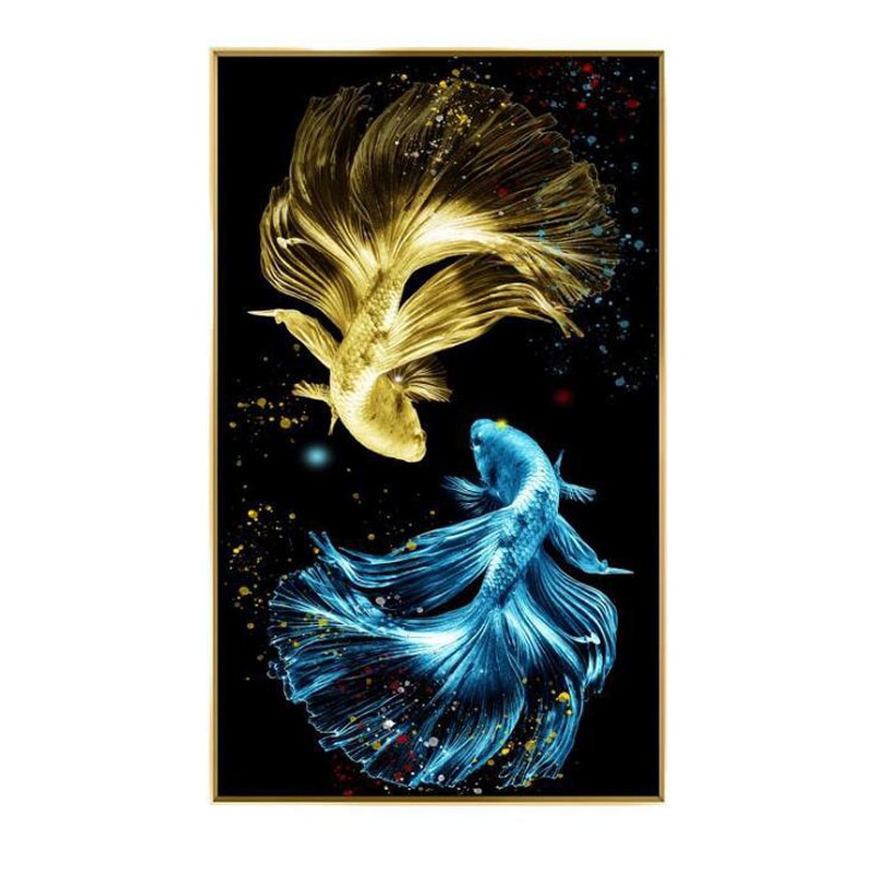 50X90cm Needlework,100% Printed Cross stitch,Sets For Embroidery kit Full Cross-Stitching Cotton&Silk floss Blue Fish