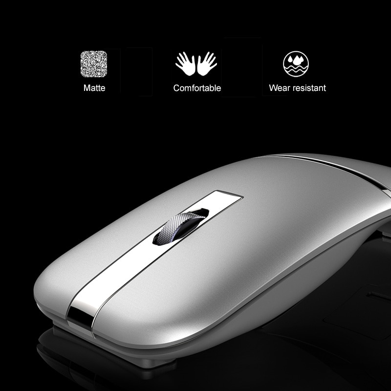 2.4G USB Wireless+Bluetooth Folding Mouse Rechargeable Ergonomic Gaming Mouse For Macbook Lenovo Asus Dell HP Computer Mouse