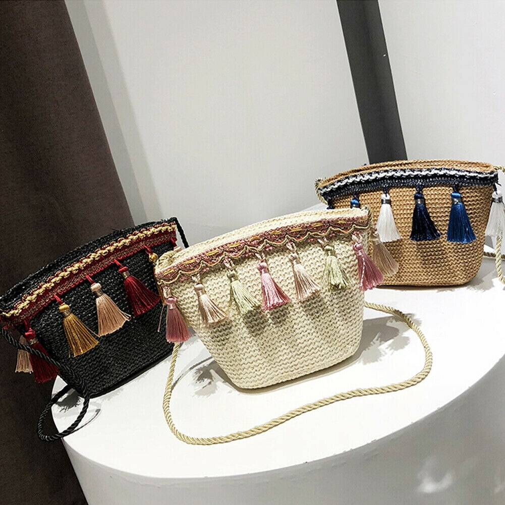 Bags For Women Newest Style Straw Bag Summer Beach Rattan Shoulder Bags Wicker Weave Handbag Crossbody