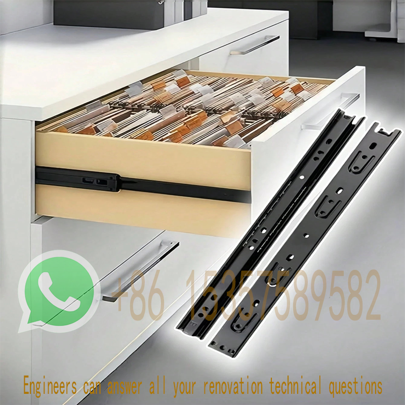 Drawer Rail 8~20Inch Cold Rolled Steel Drawer Slides Close Drawer Sliding Track Three-Section Cabinet Slides Furniture Hardware