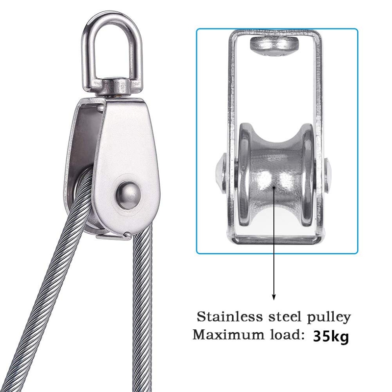 4Pcs Heavy Duty 304 Stainless Steel M32 Wheel Swivel Lifting Rope Pulley Block