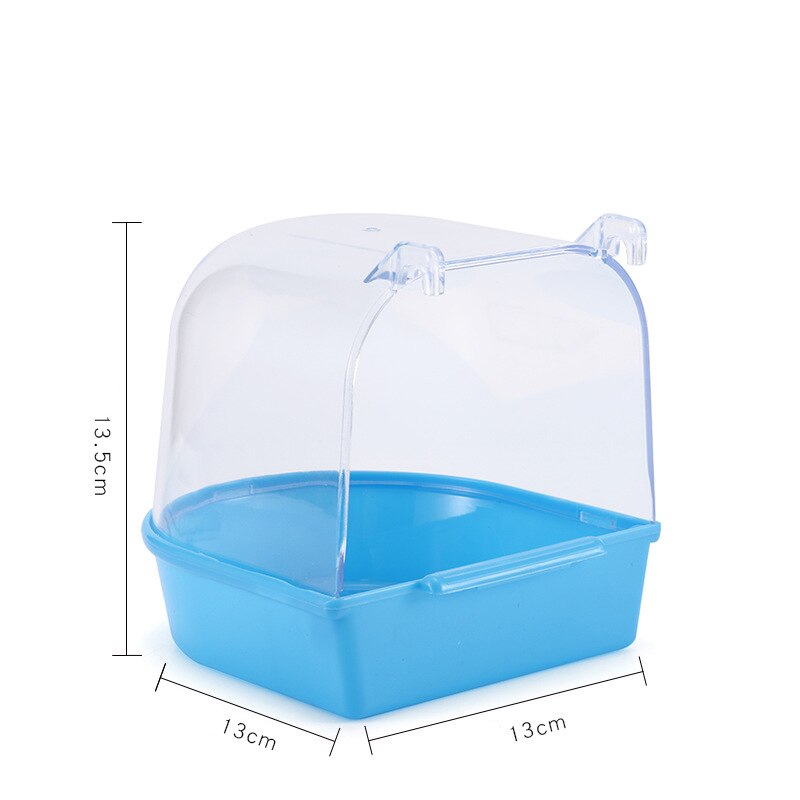Pet Birds Parrot Hanging Bath Shower Bathtub Accessories Bird Feeder Box Supplies Canary Parakeet Pets Toys Plastic Simple: blue