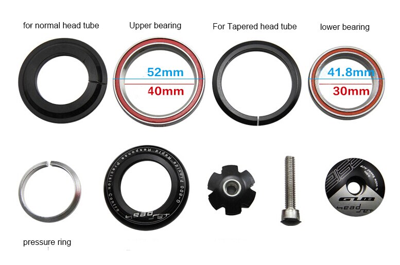 Fiets Headset Tapered Geïntegreerde Verborgen Headset Algemene Hoofd Buis Hoofd Buis 2 Afgedichte Lagers Headset 41,8 Mm/52mm