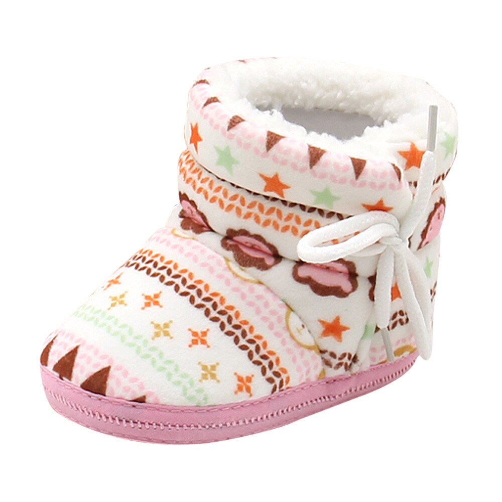 Baby Boots Prewalker Toddler Infant Newborn Baby Boho Printed Boots Soft Sole Boots First Walker Warm Shoes