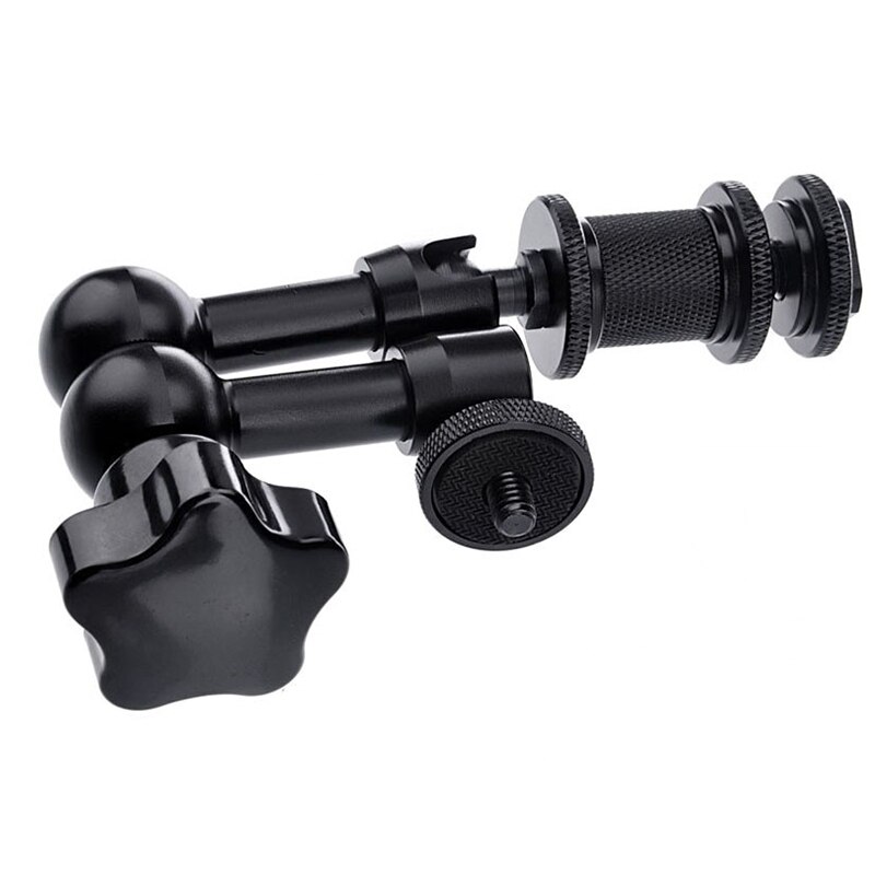 7 tommer justerbar friksjonskraft artikulerende aluminium ic arm med både 1/4 tommers gjengeskrue for lcd monitor/led lys