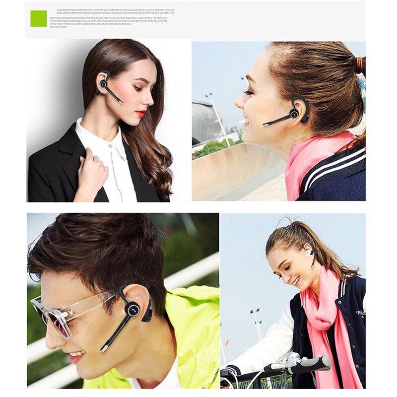 M & J draadloze bluetooth hoofdtelefoon Handsfree business bluetooth headset oortelefoon met microfoon voice control voor sport ruisonderdrukkende