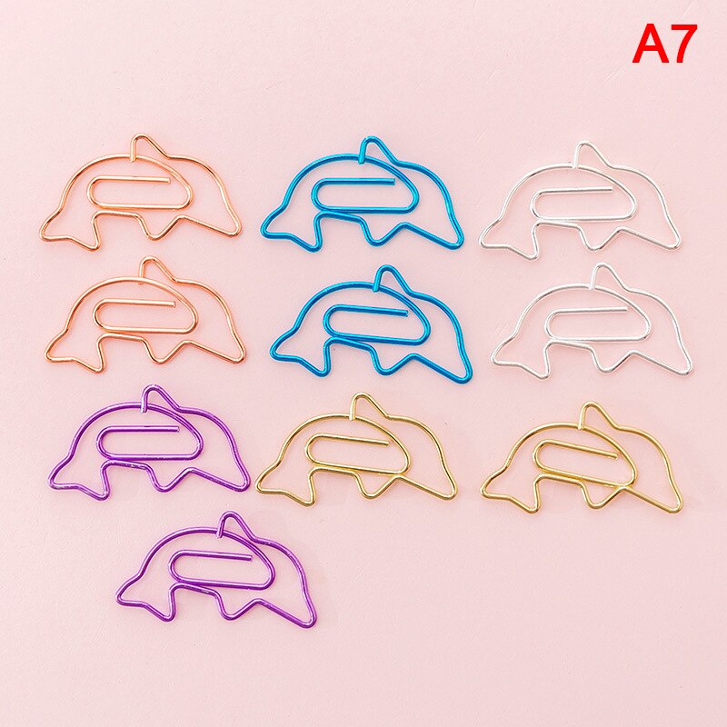 10pcs cute Cactus star Ice Cream Mini Paper Clips Kawaii Stationery Metal Clear Binder Clips Photos Tickets Notes Letter: A7
