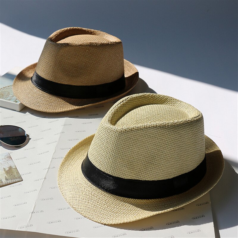 Summer Men Women Children Paper Straw Hat Trilby Gangster Cap Beach Sun Hats Straw Parent-child Jazz Hats Travel Fedoras GH-625
