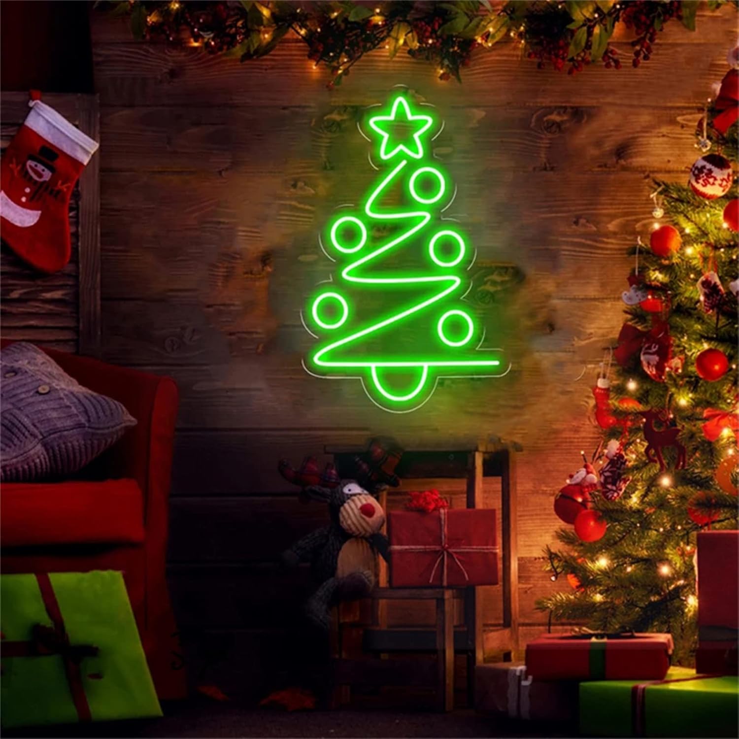Letrero de neón para árbol de Navidad, luz LED para dormitorio, habitación, cueva de hombre, Bar de cumpleaños, de boda, decoración del hogar,: green
