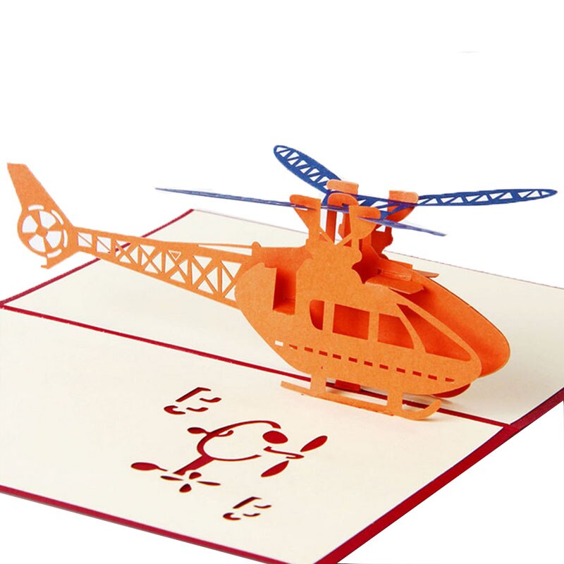 3D Pop Up Greeting Cards Helicopter Happy Birthday Christmas Anniversary Easter -Y102