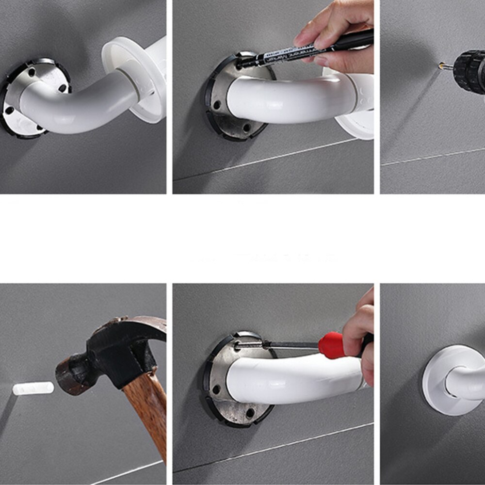 1 Set Van Abs Oude Mensen Veiligheid Ouderen Veiligheid Armsteun Antislip Uitgeschakeld Veiligheid Armsteun Voor Badkamer (Wit 30Cm, met 8 Self-Tap