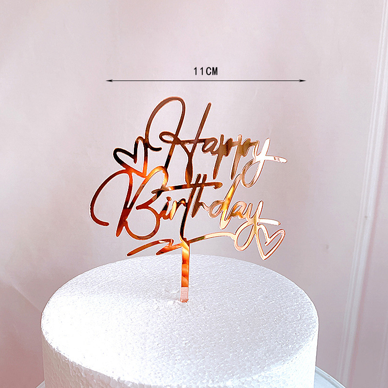 Outils de décoration de gâteaux de fête d'anniversaire en or Rose, décoration de gâteau en acrylique pour fille et garçon, accessoires de Dessert pour réception pour bébé