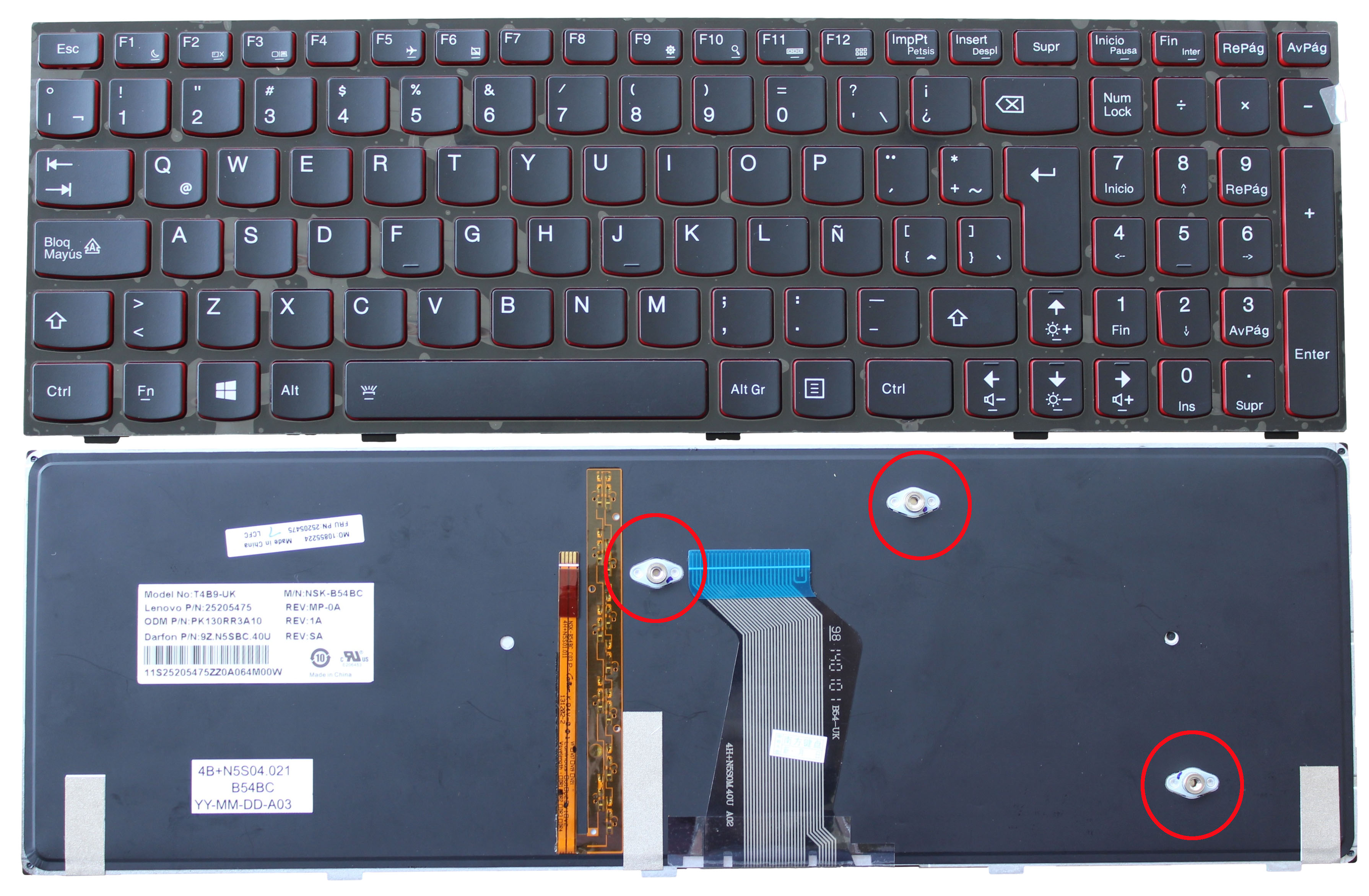 UK/Latin American Spanish Backlit Keyboard for Lenovo Y500 Y500N Y510P: LA Spanish