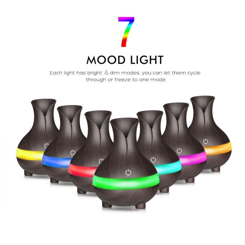 USB Mini Wood Grain Air Humidifiers Aromatherapy Ultrasonic Humidifier Diffuser With Color Changing LED for Home