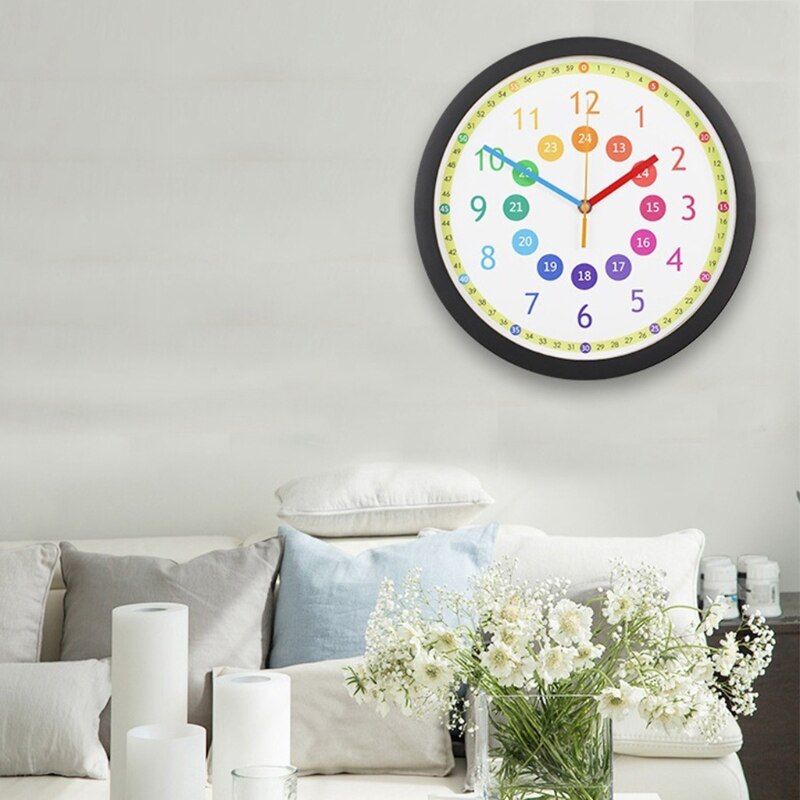 Mute Wall Clock Simple Style Cartoon Digital Wall Clock Nursery Home Living Room Children's Room Bedroom Decoration