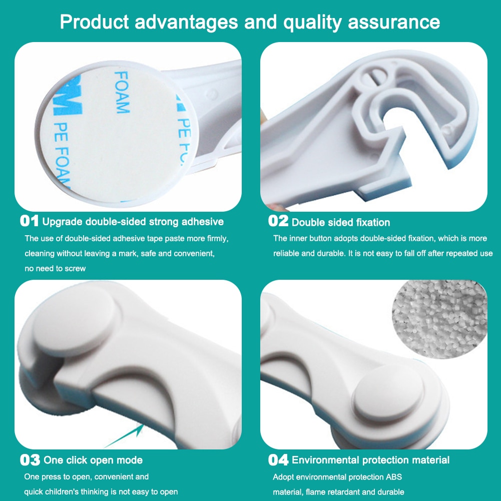 Plastic Kast Lock Kind Veiligheid Baby Bescherming Sloten Comfortabele Kinderen Draagbare Element Voor Koelkasten Klink