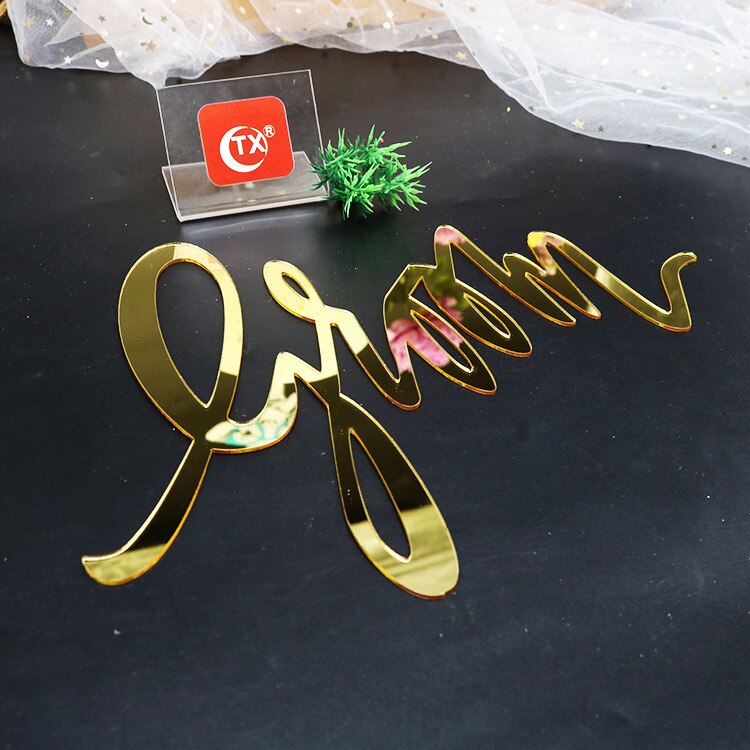 Spiegel Gold Braut und Bräutigam Hochzeit Stuhl Zeichen Hängen Zeichen für Gold Thema Hochzeit Dekoration Acryl