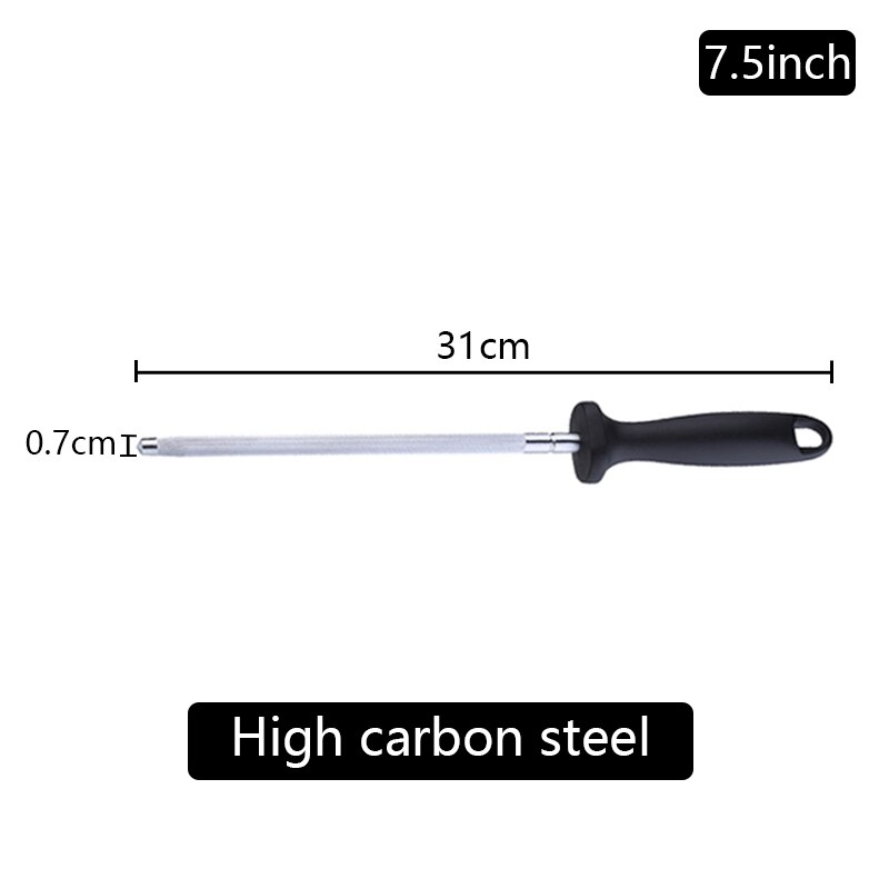 Knife Sharpener Sharpening Stone Kitchen accessories gadgets Tools grinding Honing Carbon Musats stick Rod Steel Diamond ceramic: High carbonsteel 7.5