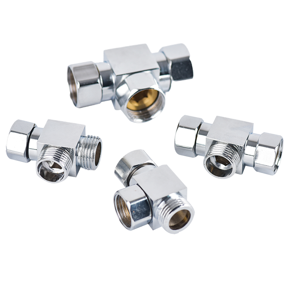 3-Way Electroplated Stainless Steel Shower Adapter 1/2inch Shower Diverter One-in-two-out Joint Water Pipe Fittings